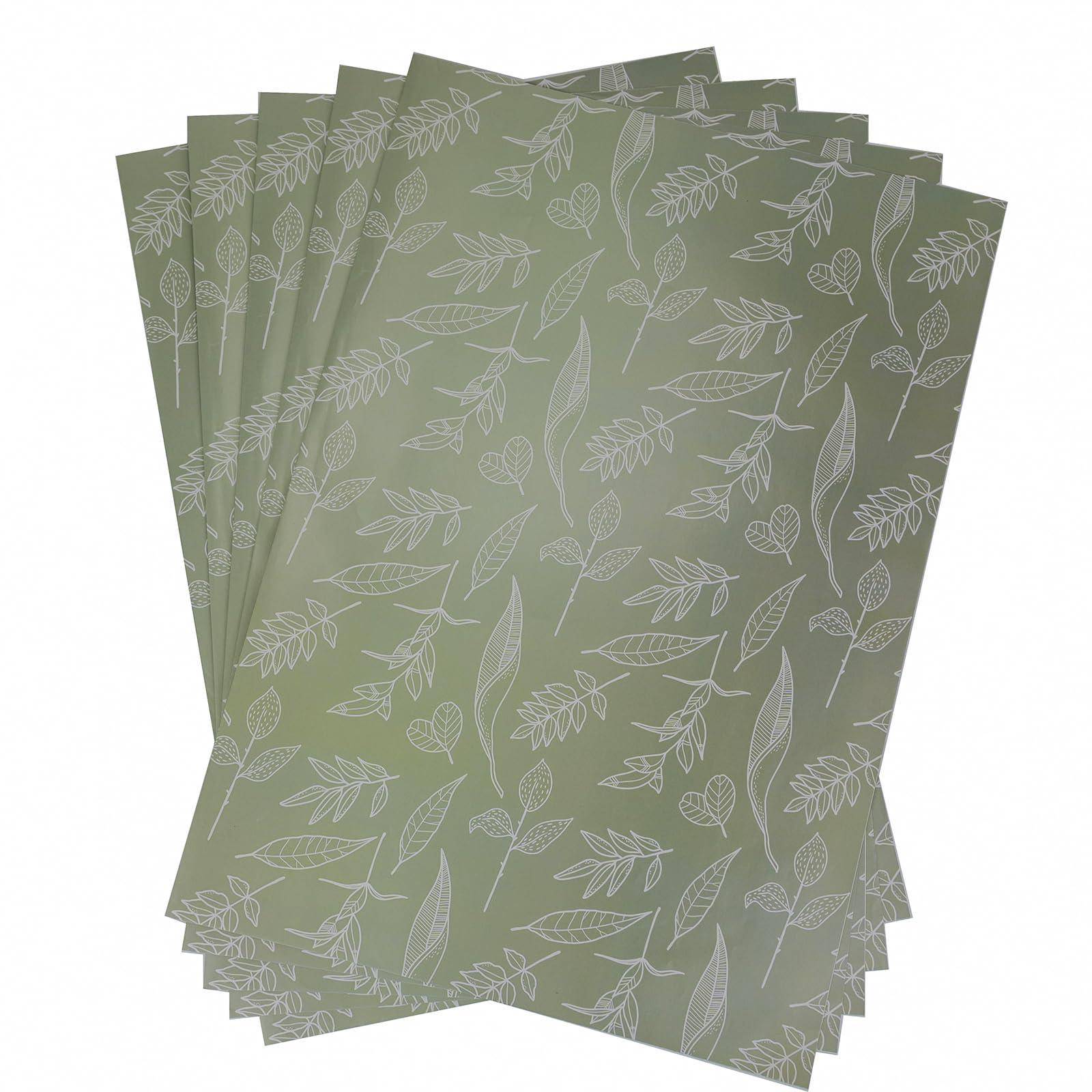 Dtiafu Dtiafu Sage Green Wrapping Paper Gentle Leaves Gift Wrap Paper Bulk Green Spring Designs for Women Girls Wedding Mothers Day Birthday Holiday Thanksgiving - 20 x 28 Inch Per Sheet (6 Sheet)