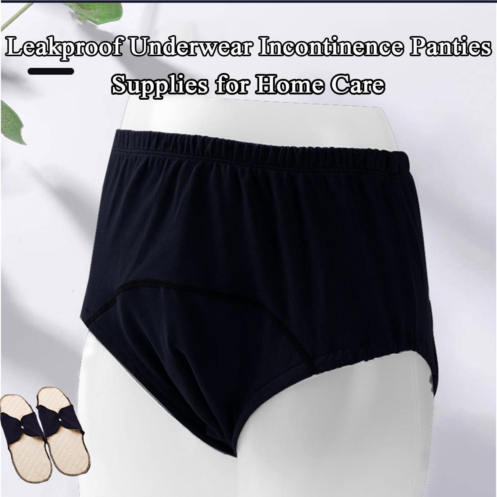 MKKBOB Leakproof Panties for Women Incontinence Diapers,Panties for Incontinence for Home Care Incontinence Diapers Adult Cloth Diapers Reusable Leakproof Underwear(Black,X-Large)