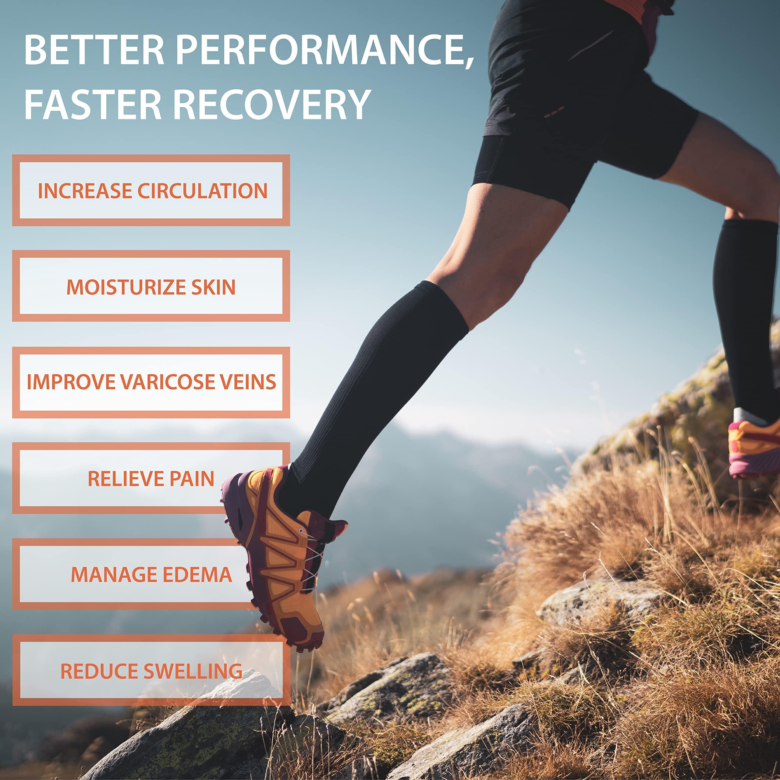 Skineez Skincarewear Skineez Compression Socks, Medical Grade, Advanced Healing Compression Socks 20-30mmHg, Clinically Proven to Firm, Moisturize, and Revitalize Skin, Foot Arch, Heel, and Nerve Pain Relief, Tan, Large/XLarge, 1 Pair