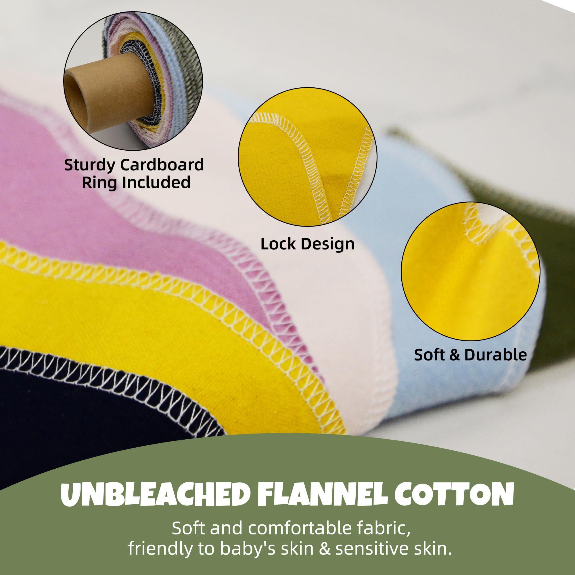 BreodyEco BreodyEco Reusable Toilet Paper - 30 Pcs Washable Bidet Towels Cloth Wipes -2 Sided Flannel Absorbent Colored Paperless Toilet Paper Towels Roll