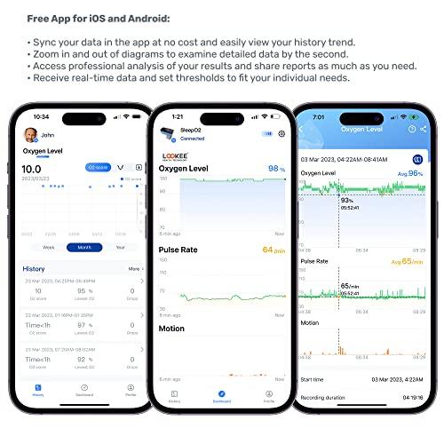 LOOKEE LOOKEE Ring-Pro Wearable Oxygen Monitor with Vibration Reminder for Low O2 | Continuous Pulse Oximeter | Rechargeable Blood Oxygen Saturation Tracker for SpO2 & PR, Free APP & PC Reports