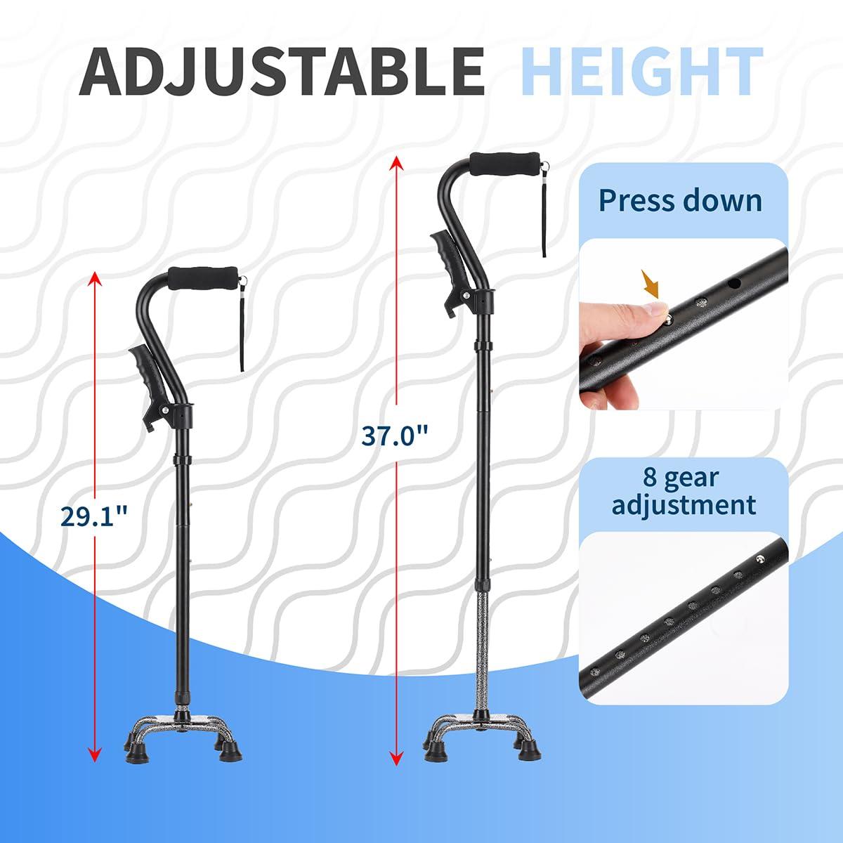 LIXIANG LIXIANG Quad Walking Cane Collapsible Canes for Women Men Independent Standing Function Knee Injury, Mobility and Leg Surgery Recovery for The Elderly and Adults