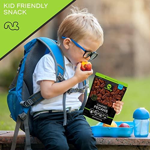 Nut Cravings NUT CRAVINGS - Candied Pecans Honey Glazed Praline, No Shell (16oz - 1 LB) Bulk Nuts Packed Fresh in Resealable Bag - Healthy Protein Food Snack, All Natural, Keto Friendly, Vegan, Kosher