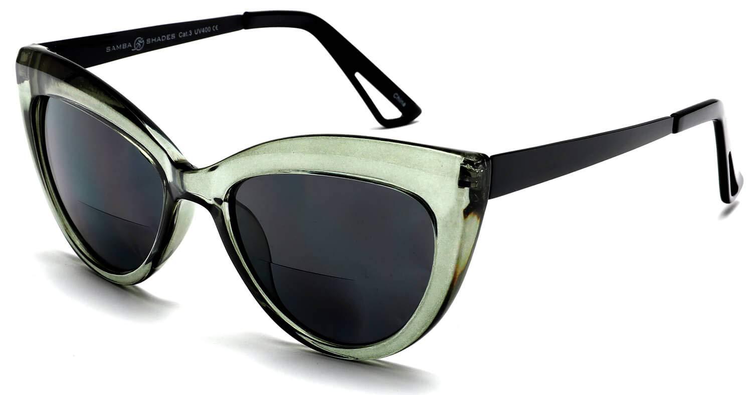 SAMBA SHADES SAMBA SHADES Bifocal Reading Sunglasses Fashion Cat Eye Sunglass Readers Oversized Women\'s CatEye Glasses Green Rx 1.50