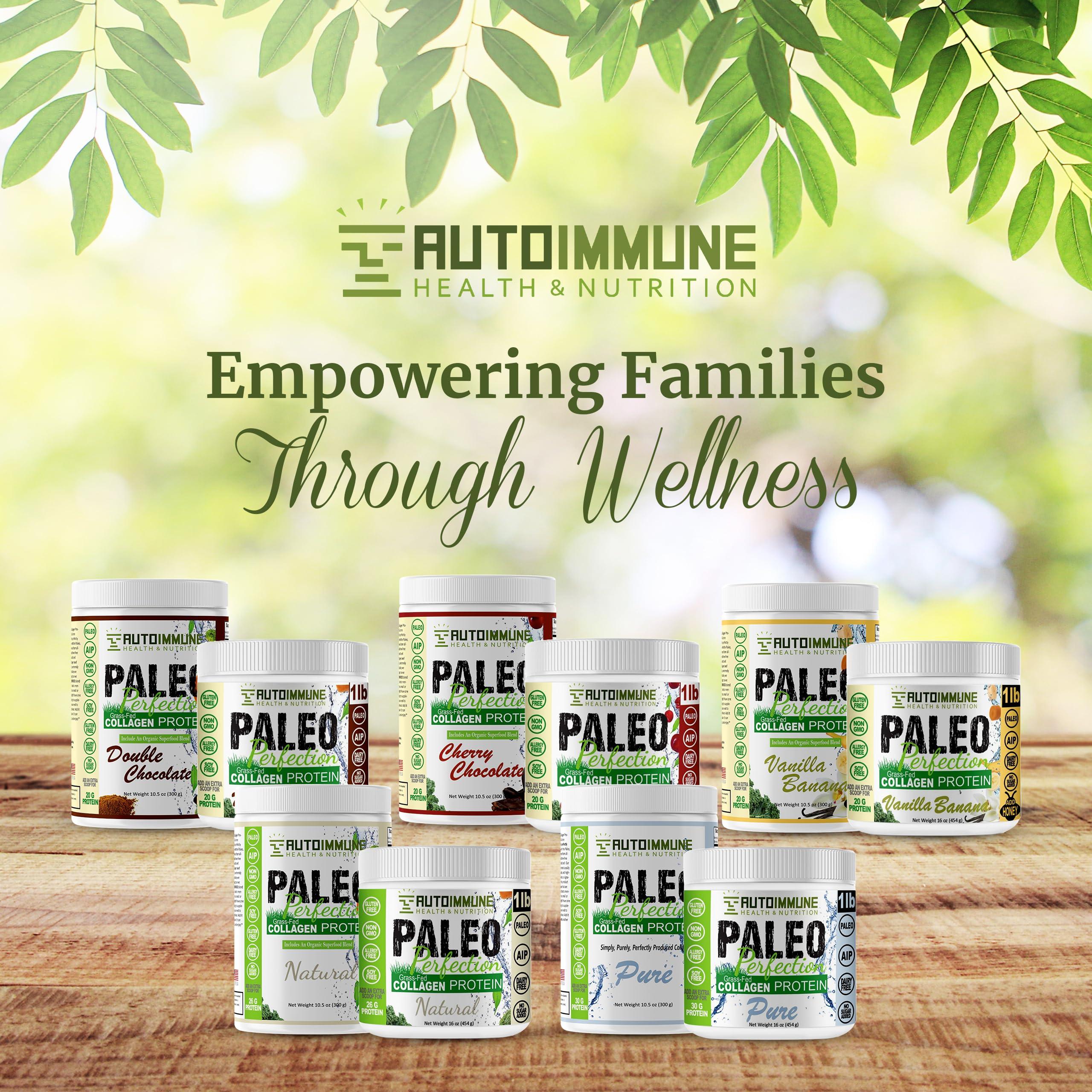 AUTOIMMUNE HEALTH & NUTRITION Paleo Perfection Double Chocolate Grass Fed Beef Collagen Protein Powder without Stevia - Paleo, Keto, SCD, AIP Protein Powder w/ Apple Fiber, Carrot, Broccoli - 300g Protein Powder & Superfood Blend