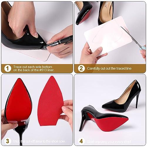 Ashoesert Ashoesert Red Bottoms Sole Protector,Shoe Sole Protector for Christian Louboutin High Heels, Anti Slip Shoe Grips Pads Compatible with Louboutin Shoes -2 Pairs6.0\"4.0\",Red