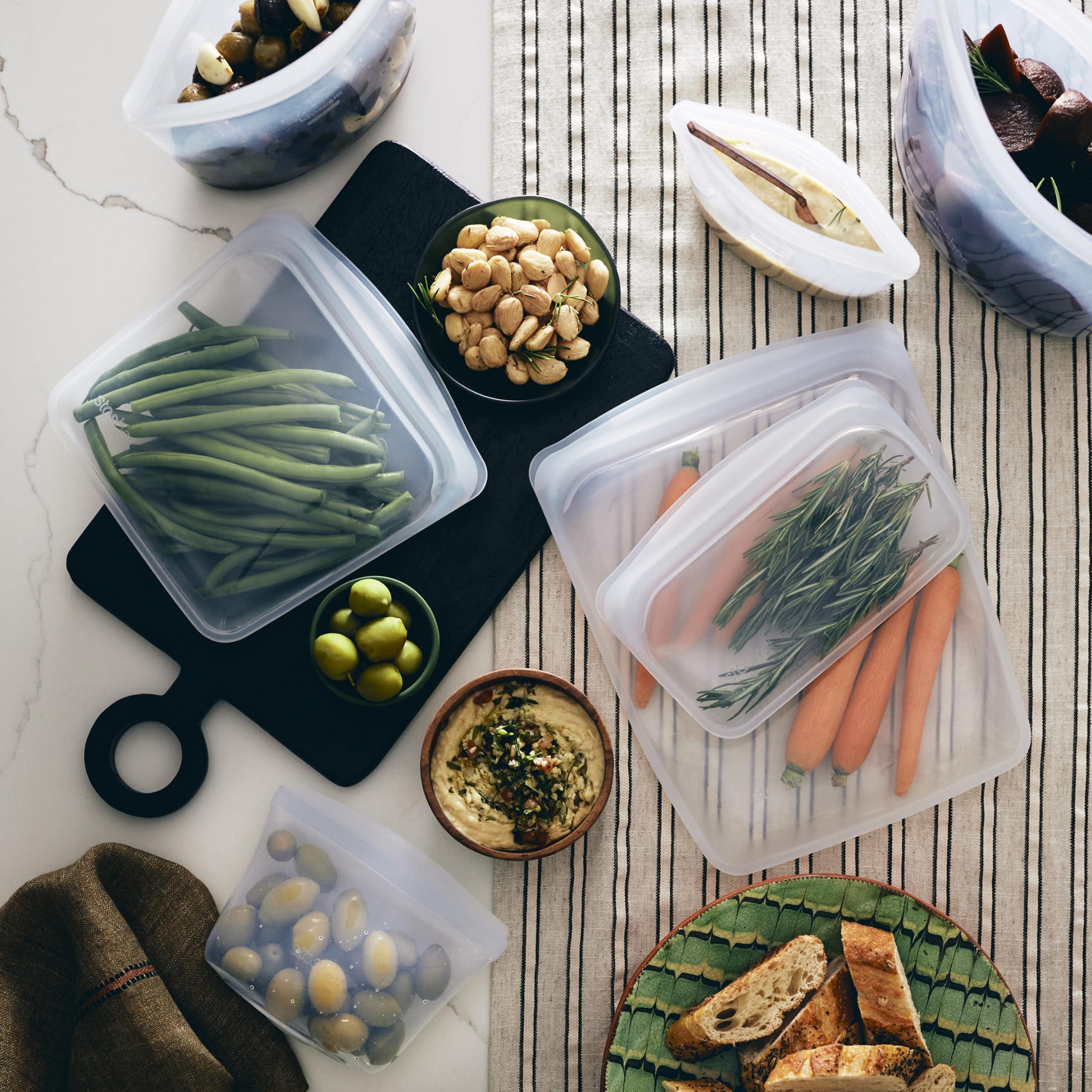 Stasher Stasher Premium Silicone Reusable Food Storage Bags, 6-Pack, Clear, Multi-Use Food Storage Bags, Lunch Bag, Travel Containers, BPA Free, Leak-free, Dishwasher-Safe, Eco-friendly