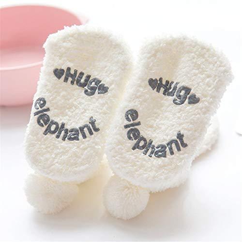 Angelastore baby Socks Winter Thick Coral Fleece Baby Girls Boys Socks Cute Rabbit Long Ear Rabbit Warm Non-slip Socks Girls Soft Toddler Socks (Small, White)