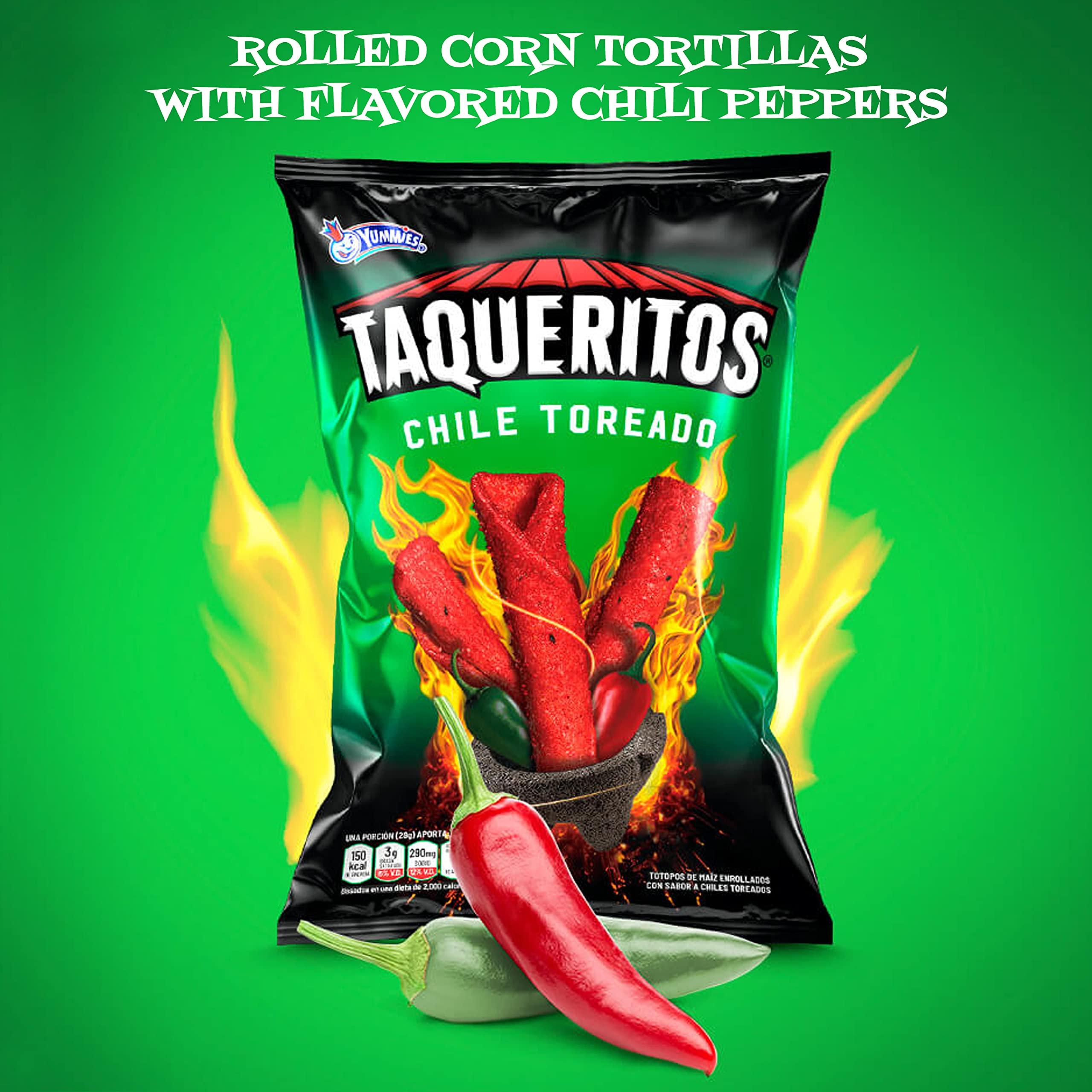 Taqueritos Taqueritos Rolled Tortilla Chips in Chile Toreado Flavor 8 oz, 20 Pack