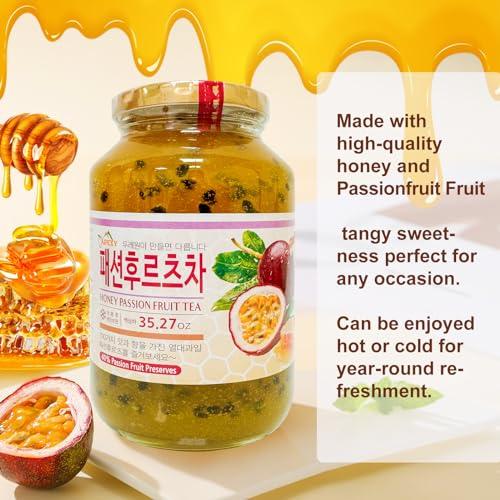 APEXY Apexy Authentic Korean Honey Passion Fruit Tea, Passionfruit Puree , Just Add Hot Water, Gourment Blend for Smoothies, Cocktails Desserts and Spread, No Artificial Colors, Versatile and Natural Delight, Made in KOREA 35.27oz (1kg). (Honey Passion Fru