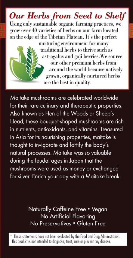 Bravo Tea Bravo Tea Maitake Mushroom Herbal Tea, Caffeine Free 20 Tea Bags