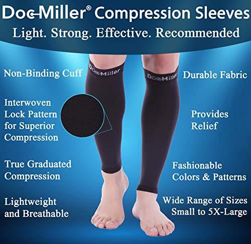Doc Miller Doc Miller Calf Compression Sleeve Women and Men- 20-30 mmHg - 2 Pairs Calf Sleeve for Surgery Recovery Maternity Shin Splints Varicose Veins and Calf Injuries - Small Size - Black Color