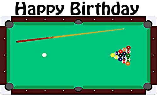 Art of Eric Gunty 1/2 Sheet - Pool Table Billiards Happy Birthday - Edible Cake/Cupcake Party Topper - D22993