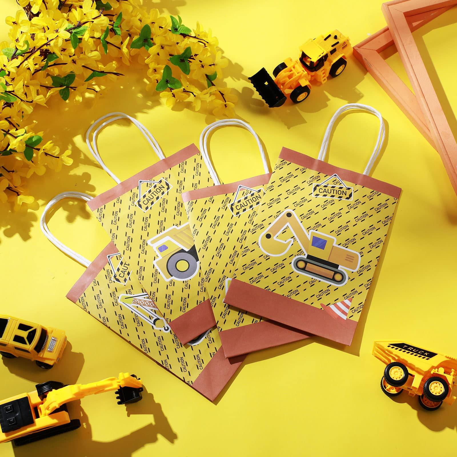Spakon 24 Packs Construction Party Favor Bag Construction Birthday Party Supplies Decoration Dump Truck Goodie Gift Bags for Kids Boy Birthday Party Baby Shower Dump Truck Party