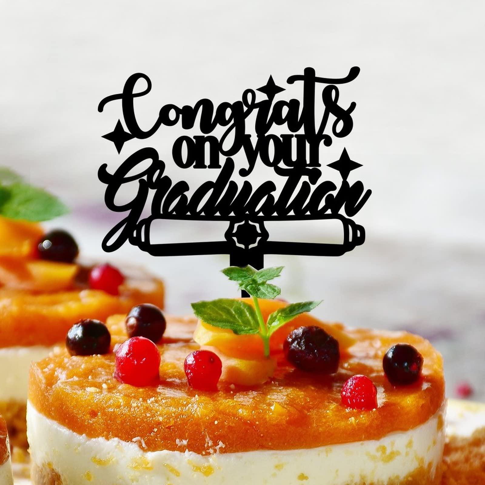 lutieger Graduate Cake Topper Congrats on Your Graduation For High School Graduation Cake Decorations Cake Topper Graduation Hat Graduation Gifts For Him/Her For Son/Daughter Acrylic Black