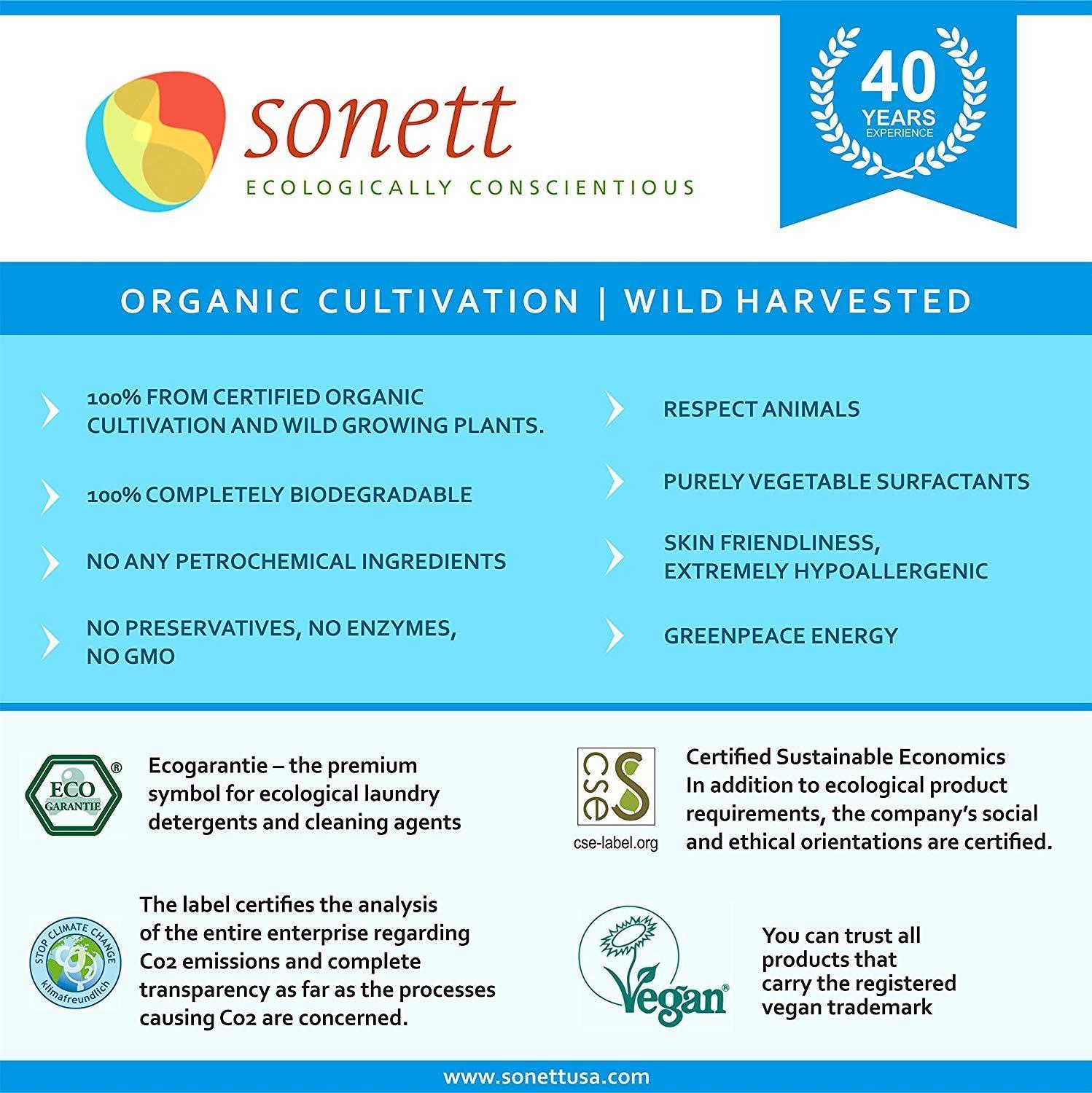 SONETT ECOLOGICALLY CONSCIENTIOUS Sonett Organic Dishwashing Liquid, All Purpose Cleaner Sensitive Skin For People With Allergies 17 Fl.Oz (Pack of 6))