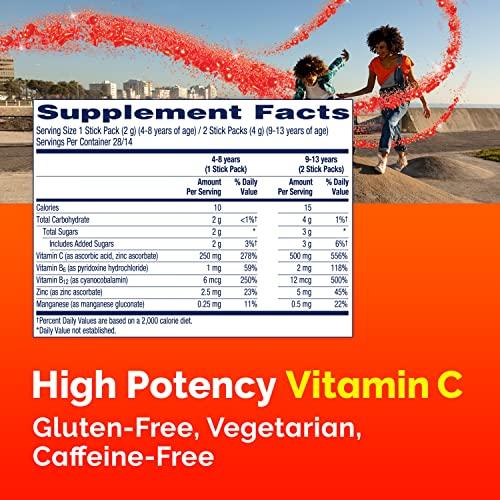 Emergen-C Emergen-C Kidz Crystals, Stocking Stuffer, On-the-Go Emergen-C Immune Support Supplement with Vitamin C, B Vitamins, Zinc and Manganese, Sparkly Strawberry - 56 Stick Packs