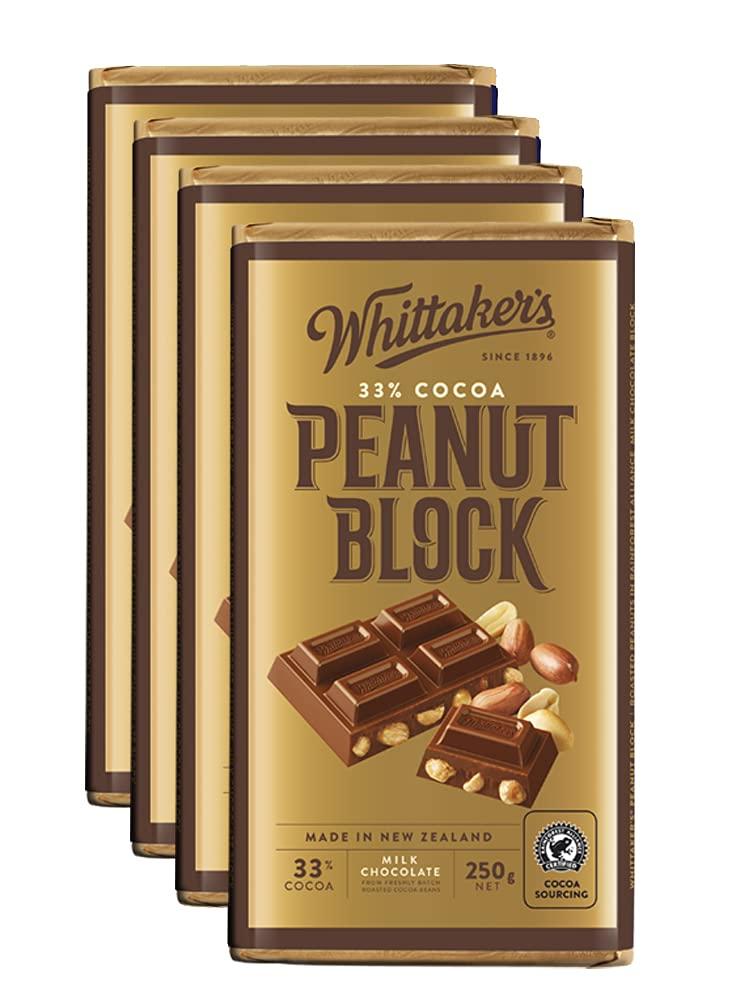 Whittaker's Whittaker's Peanut Chocolate Block 250g (Pack of 4) ?Made in New Zealand?
