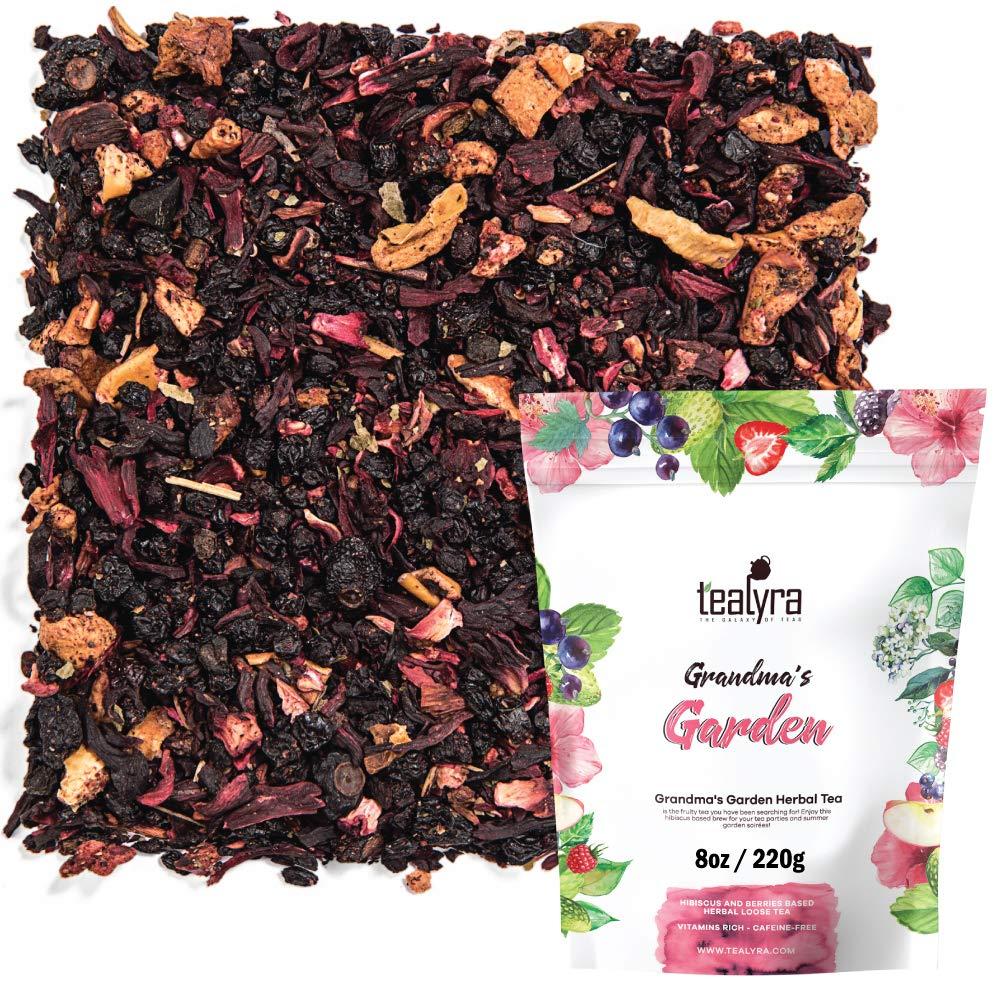 Tealyra Tealyra - Grandma's Garden Berry - Fruit Tea Blend - Hibiscus and Berries Based Herbal Loose Leaf Tea - Vitamines Rich - Caffeine-Free - Hot and Iced Tea - 220g (8-ounce)