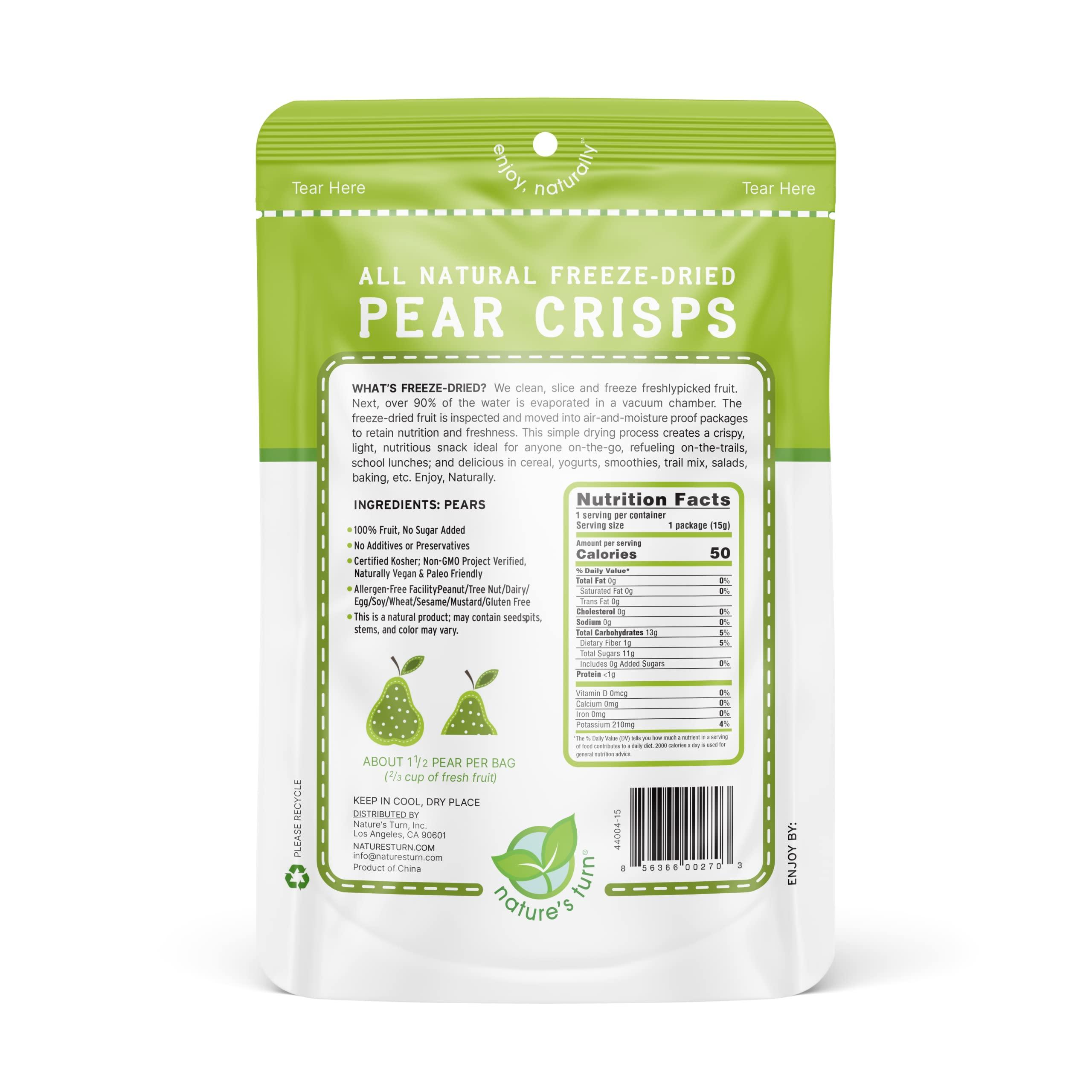 Nature's Turn Natures Turn Freeze-Dried Fruit Snacks, Pear Crisps, Pack of 12 (0.53 oz Each)