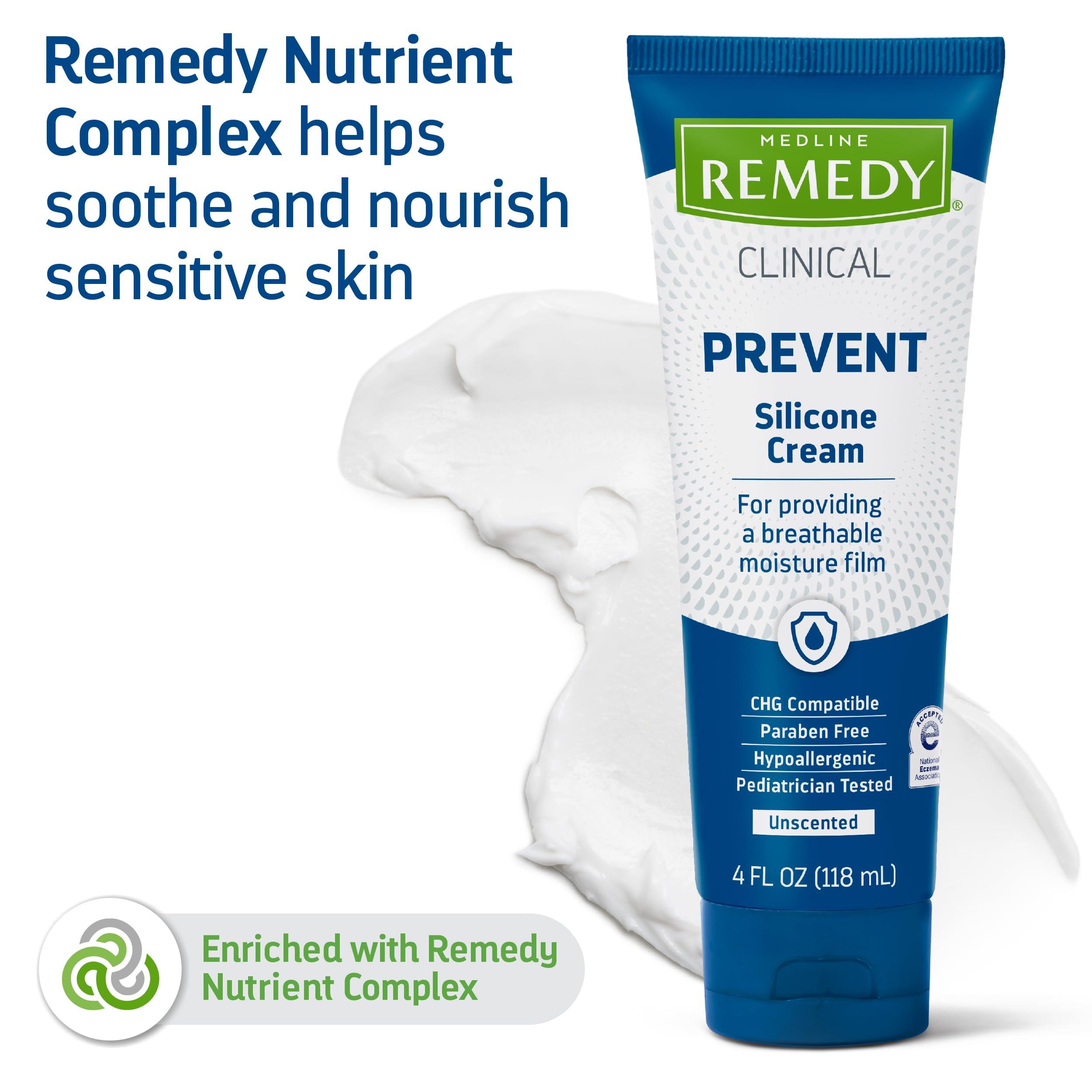 MEDLINE REMEDY Medline Remedy Clinical Silicone Cream (4 oz), 12 Count, Unscented, Chapped, Sensitive Skin, Breathable, Incontinence Care, Soothing, Breathable Film, Moisturizing, Nourishing