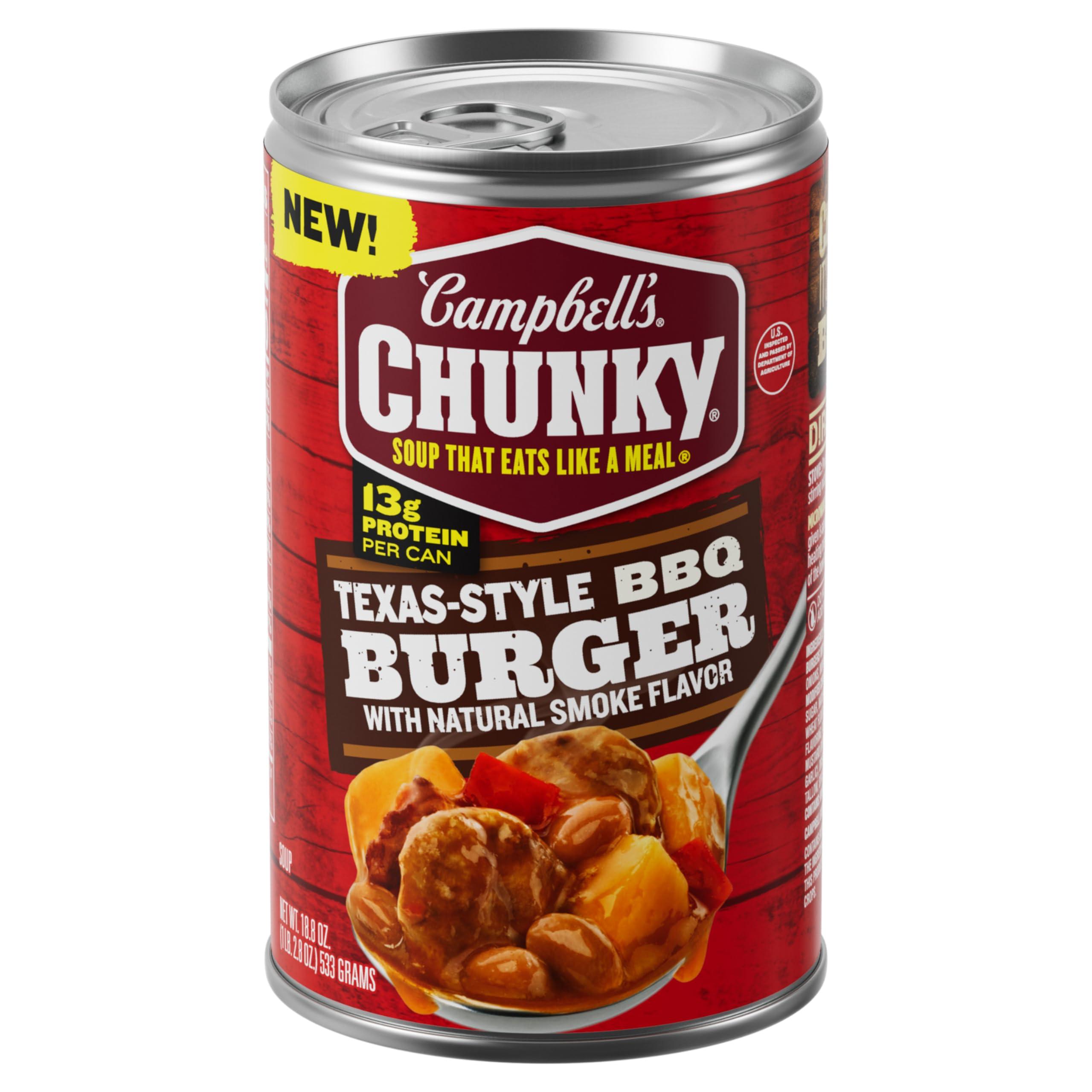 Campbell\'s Campbells Chunky Soup, Texas-Style BBQ Burger with Natural Smoke Flavor, 18.8 oz Can