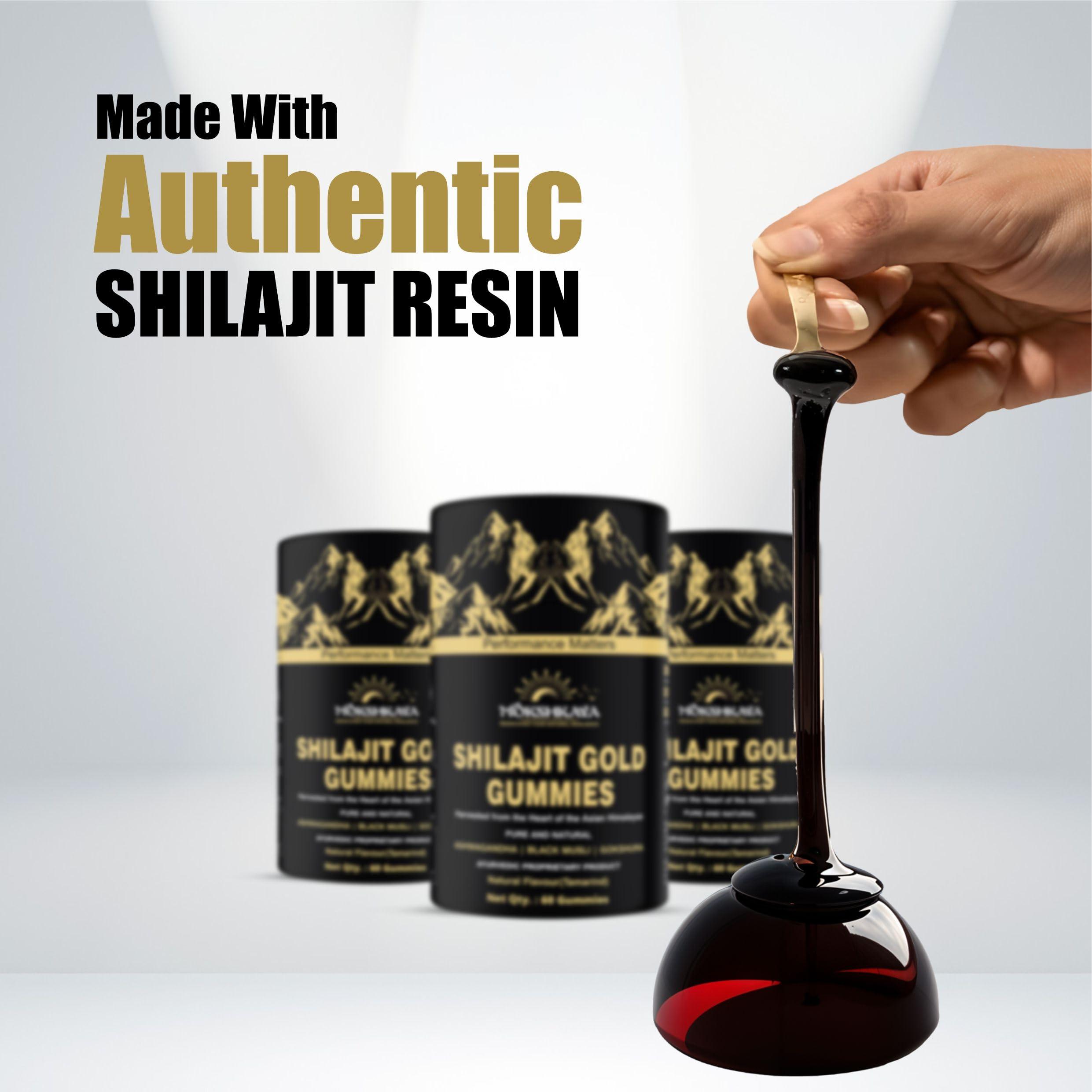 MOKSHKAYA MOKSHKAYA Pure Himalayan Shilajit Gold Gummies I Lab Tested I No Added Sugar I Ashwagandha, Gokshura| Fulvic Acid & 85+ Trace Minerals I for Men, Women I 100% Natural I Tamarind Flavour I 60 Gummy