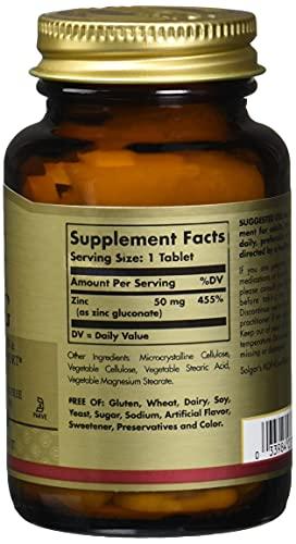 Solgar Solgar Zinc 50 Mg, 100 Tablets - Zinc for Healthy Skin, Immune System and Antioxidant Support- 100 Servings, 100 Count (Pack of 12)