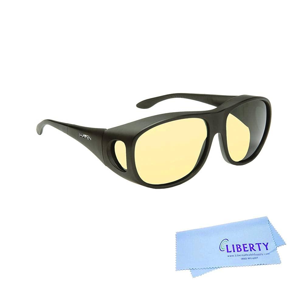 Eschenbach Optik Eschenbach Haven Night Driving Glasses - Yellow Lens Glasses for Driving at Night - Night Driving Glasses for Men and Women | Includes Microfiber Pouch and Liberty Microfiber Cloth (Medium/Large)
