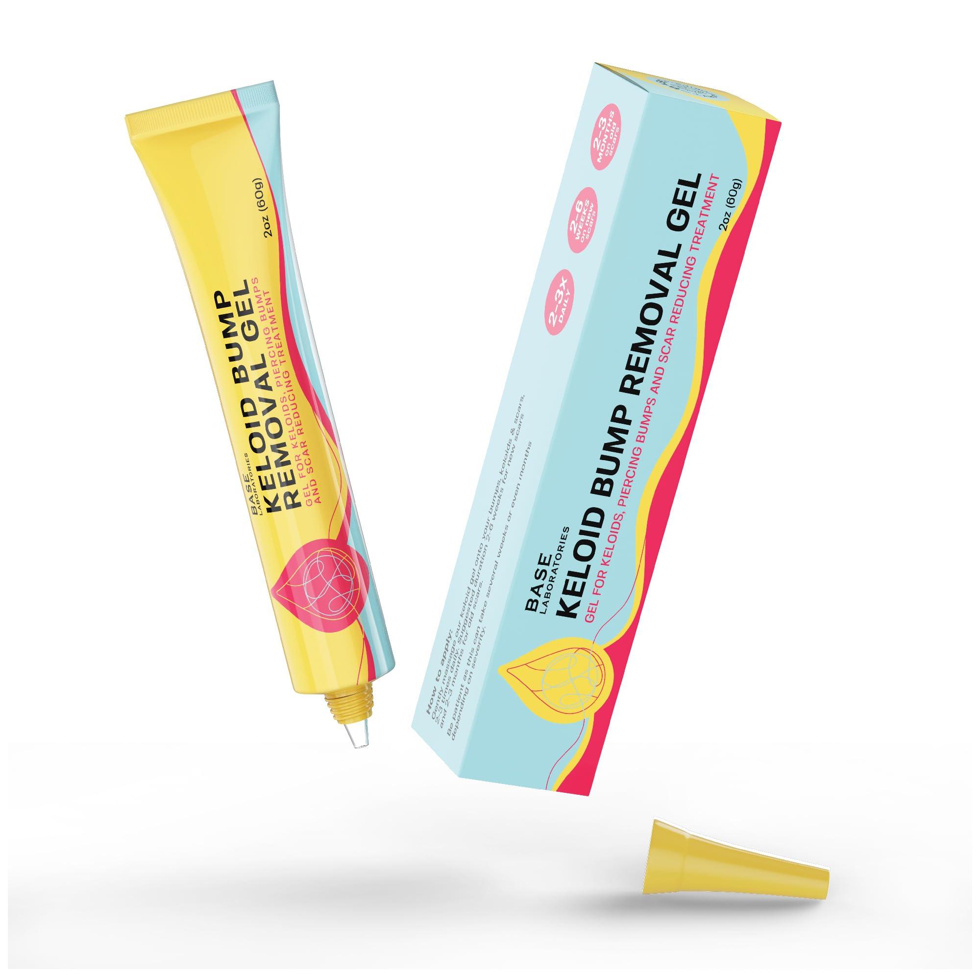 BASE LABORATORIES BASE LABORATORIES Keloid Bump Removal Gel | Natural Piercing Bump Treatment & Keloid Scar Gel | Keloid Scar Removal for All Scars, Keloids & Piercing Bumps | Soothing Piercing Aftercare Gel | 2 Pack