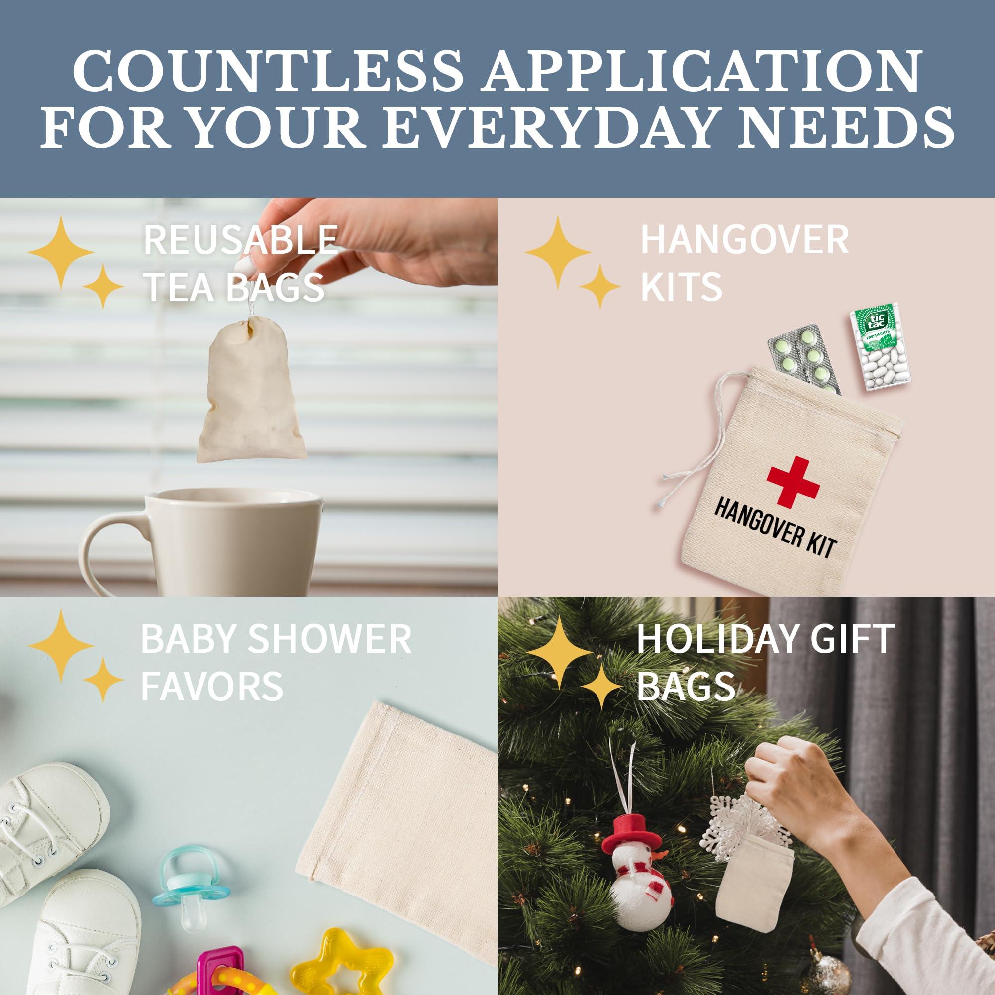 Celestial Gifts Celestial Gifts Muslin Bags - Drawstring Bags Small 500pcs - 3x5, Reusable Tea Bags, Jewelry Gift, Spice and Cotton Gift Sachet Bags - 100% Cotton - Made in USA - (Natural Hem & Drawstring)