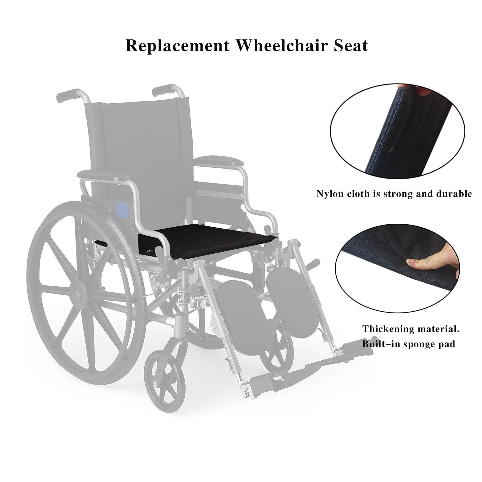 Migeek Migeek Wheelchair 18 inch Seat, Wheelchair Replacement Seat, Nylon Seat Upholstery, Wheelchair Replacement Part (18x16), Universal