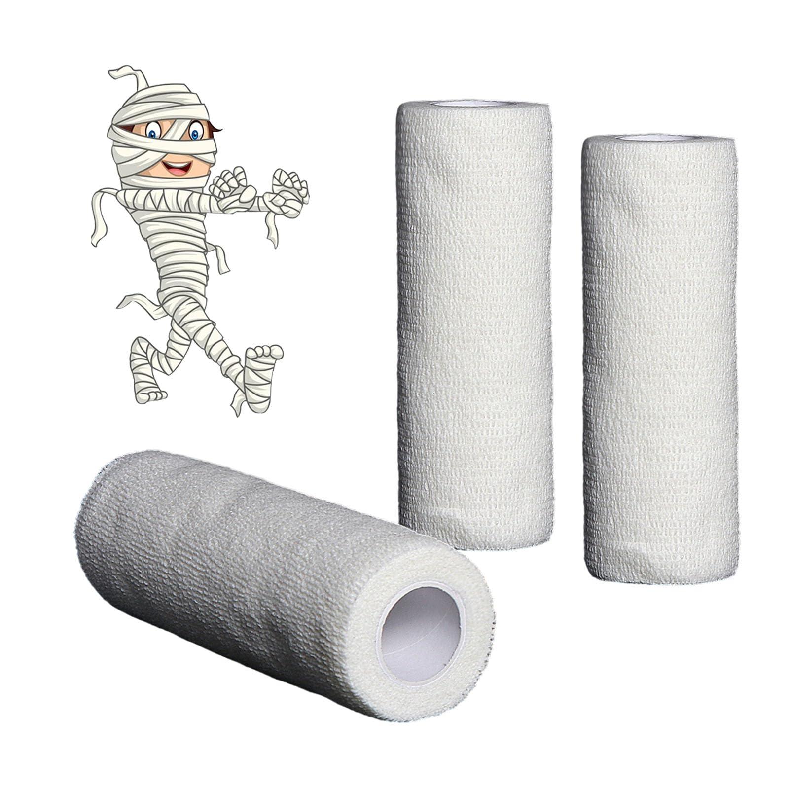 Furimuk Furimuk 2 Rolls Halloween Mummy Bandage Wrap for Party Photo, Zombie Self Adhesive Gauze Bandage Roll for Cosplay Costume Wrap, Party Photography Props