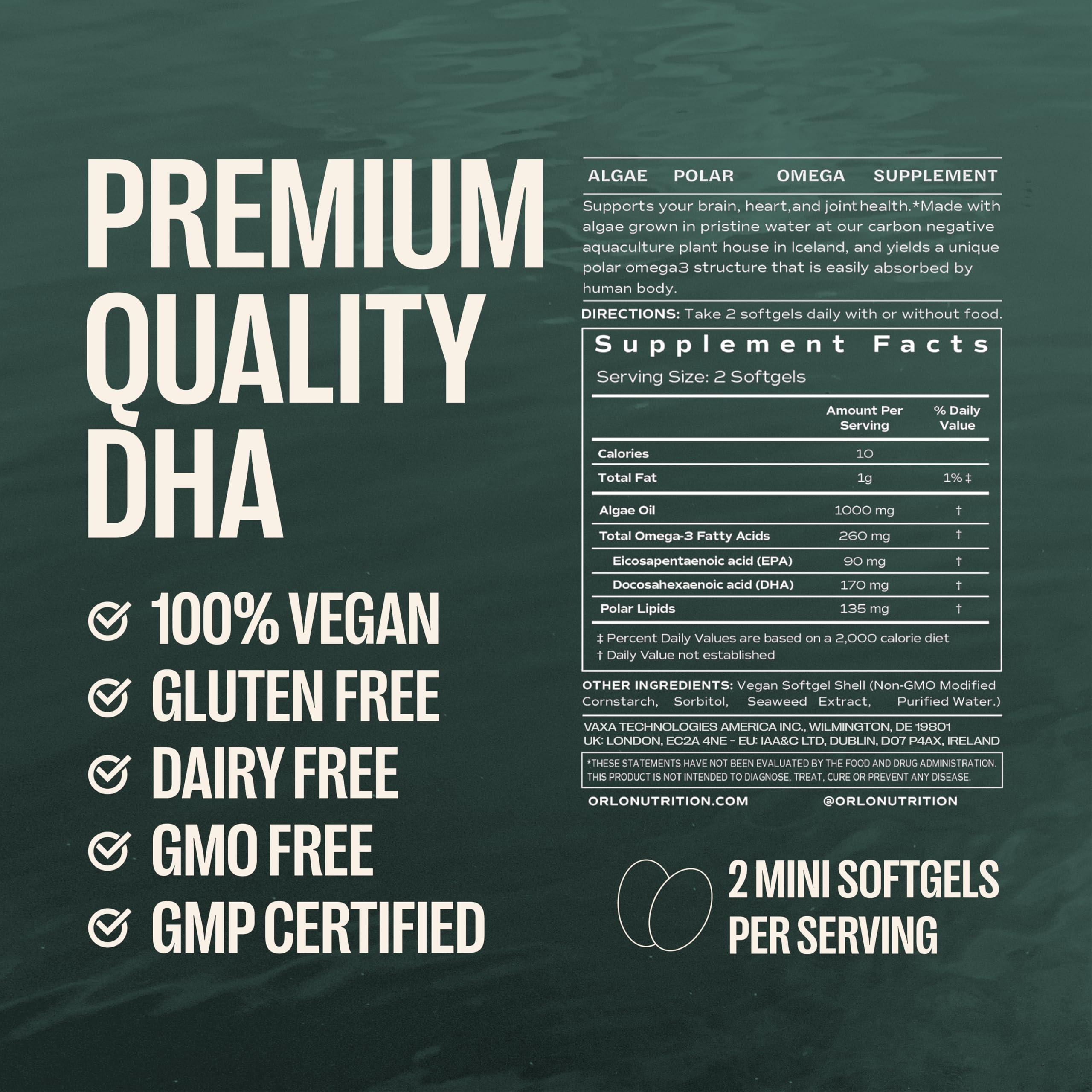 Orlo Orlo PRENATAL DHA - Prenatal DHA Omega 3 Supplement - Triple Strength Omega3s - Vegan DHA & EPA Algae Omega-3 Oil - Supports Brain Development During Pregnancy & Lactation (120 Mini Softgels)