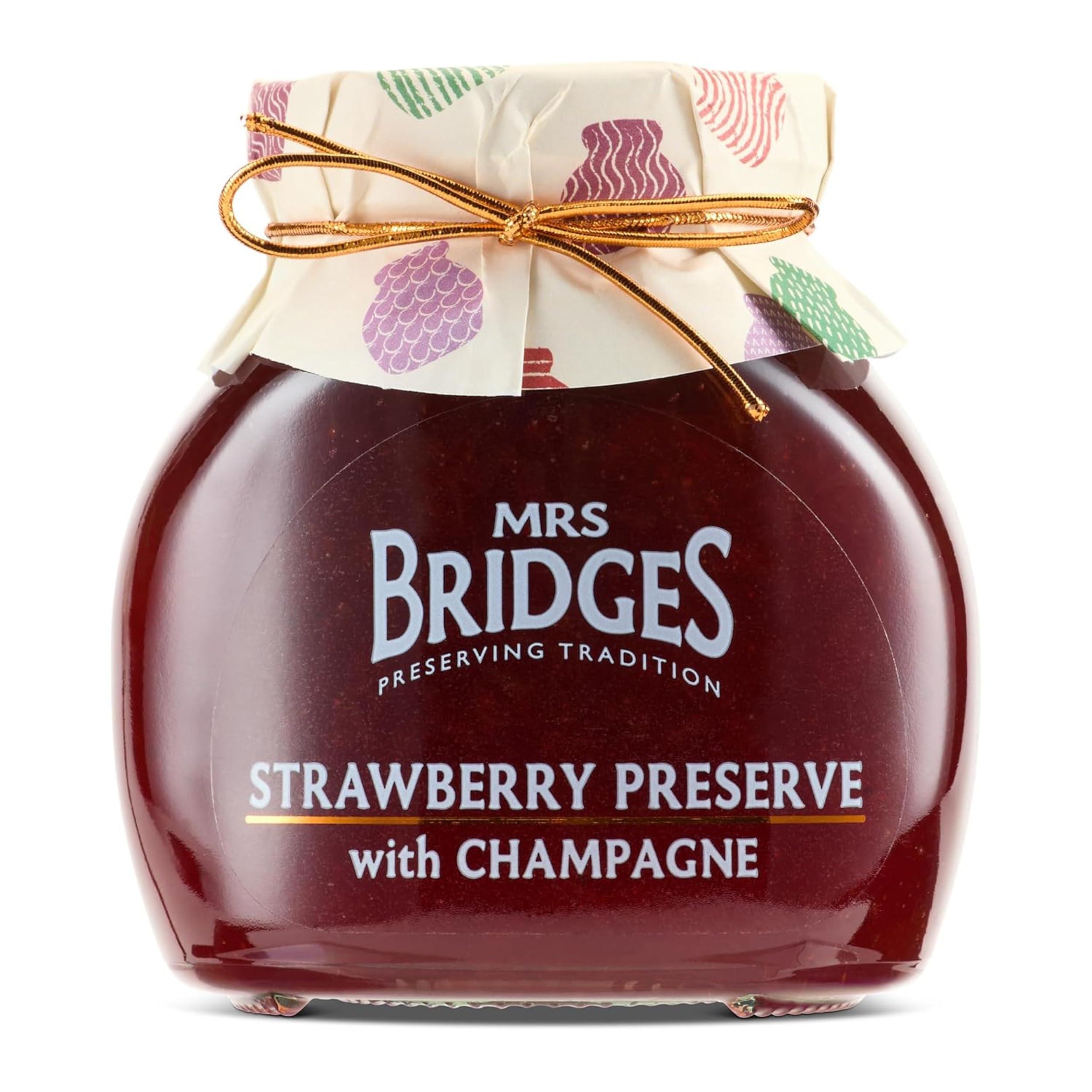 MRS BRIDGES Mrs Bridges Strawberry Preserve with Champagne, Made in Scotland, 8.4oz Jar (Pack of 1)