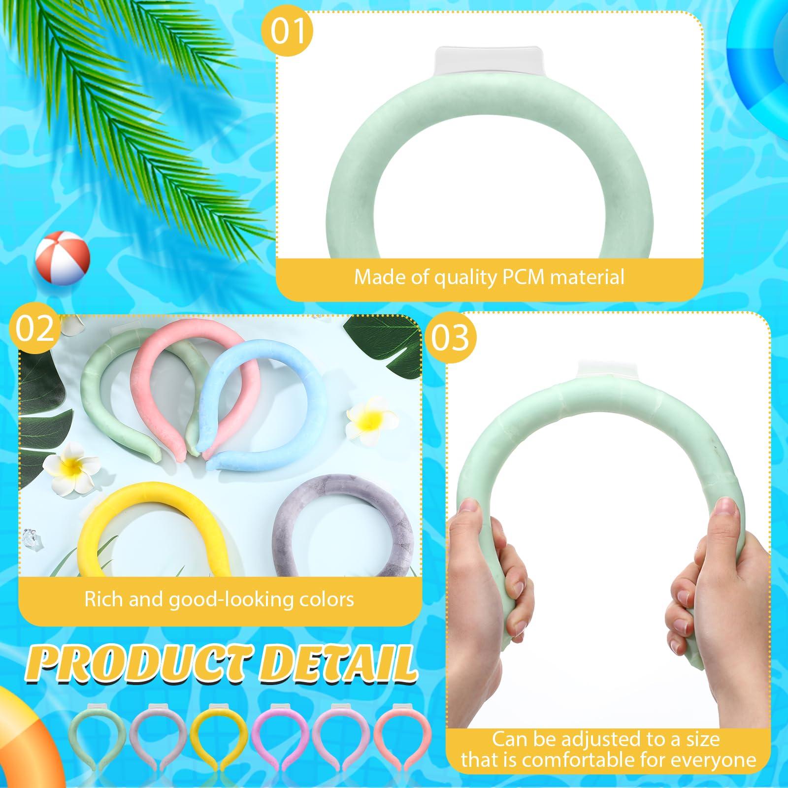SiliFine SiliFine 12 Pcs Cooling Neck Wraps Reusable Ice Neck Cooler Wearable Ice Packs Tube Ice Collar Ring Hands- Free Gel, Freeze Below 78 Fahrenheit for Hot Weather Summer Outdoor Heat Dissipation