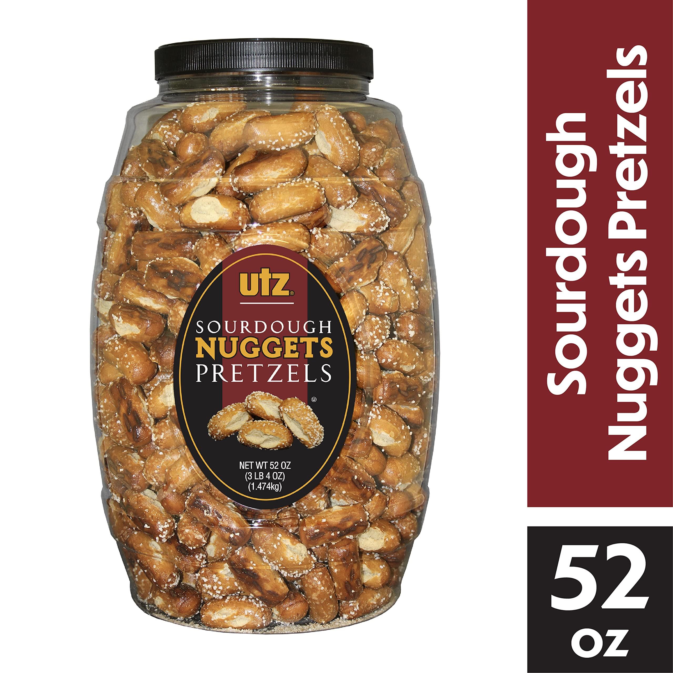 Utz Utz Sourdough Nuggets Pretzels 52 oz. Barrel Bite-Size Pretzels with Classic Sourdough Flavor, Perfectly Salted with Zero Cholesterol per Serving