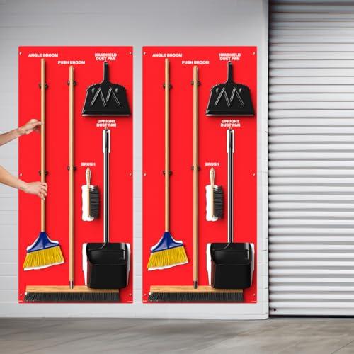 Accuform Clean & Sweep 5S Shadow Board/Wall Mount Broom Holder, 68\" x 30\" Board, 5S Cleaning Station - Board Only, Tools Sold Separately, Made in The USA by AccuformNMC, Red/White, PSB614RDWT