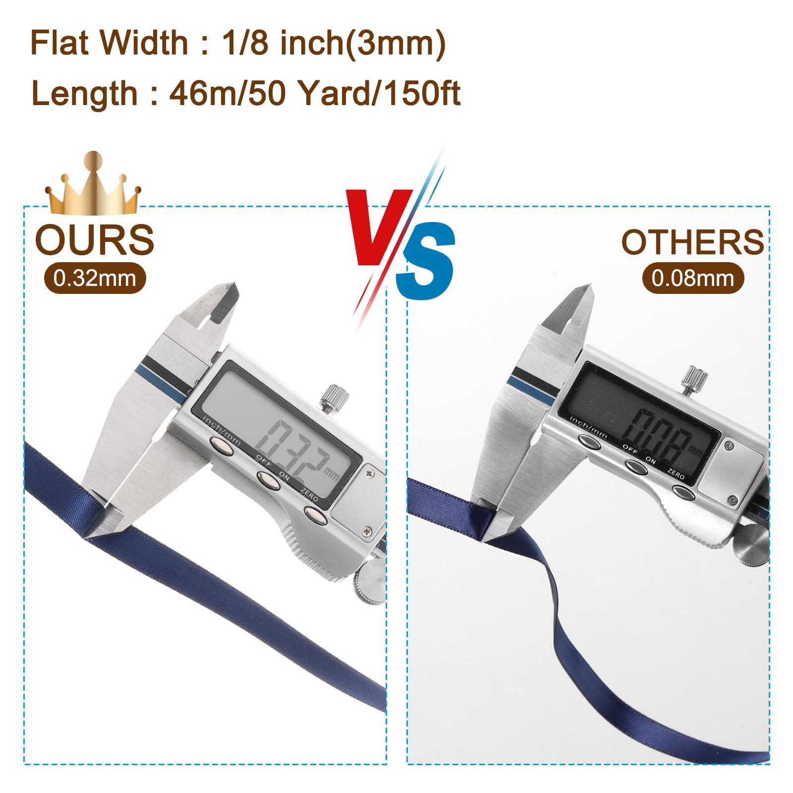 Rebower Rebower 1/8 Inch 50 Yard Satin Ribbon Thick Double Face Grosgrain Silk Ribbon, [for Gift Wrapping, Hair Bows, Wedding, Cake, Flower] - Grey