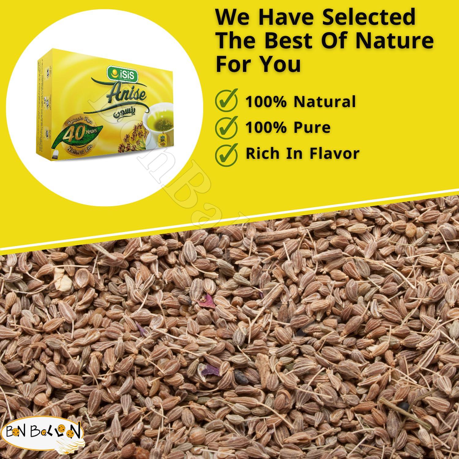 Herbal Isis Anise Herbal Tea Natural Egyptian Herbals Herbs Herb Tea Flower Anis No Artificial Flavors No Artificial Coloring No Preservatives No Additives Non Gmo Kosher Halal (1 Pack = 50 Tea Bags)