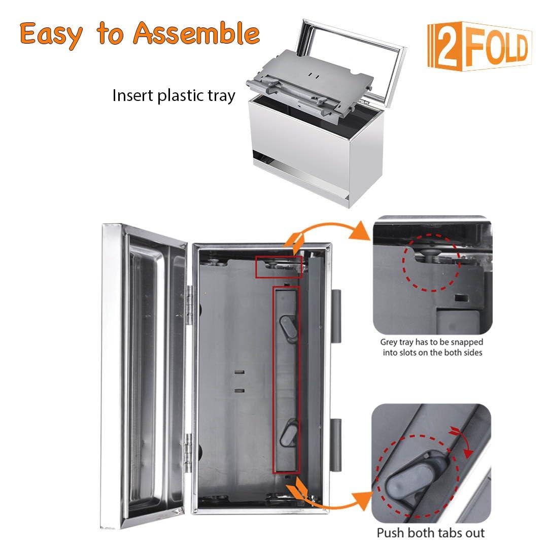 2Fold 2Fold Stainless Steel Straw Dispenser - Drinking Straw Holder For Bulk Unwrapped Paper and Disposable Plastic Straws - Includes Custom Label Stickers (Black)