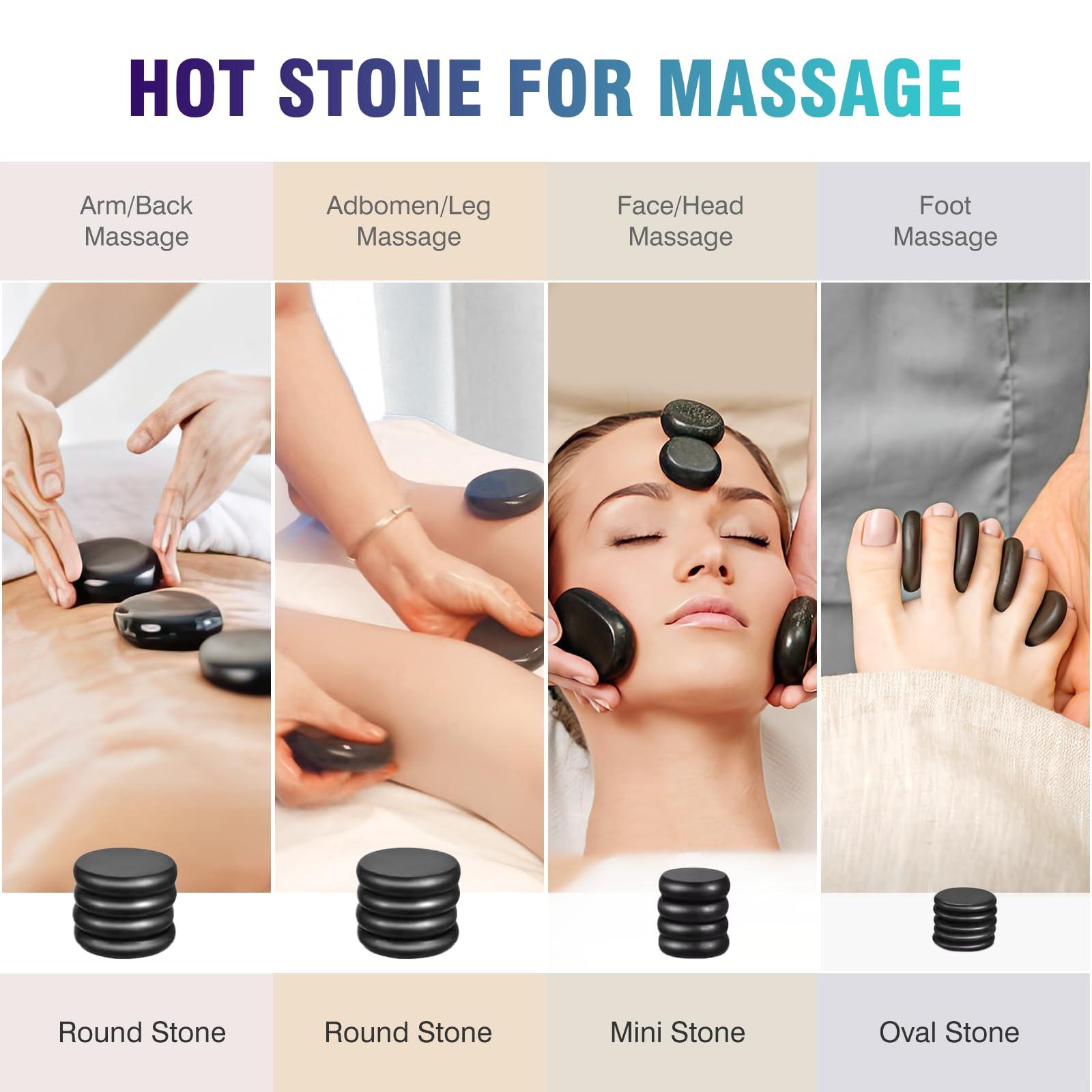 Goodtar Goodtar Hot Bamboo Massage Kit - Portable Massage Stone Warmer Bamboo Massage and Rocks w/Digital Temp Controller, Car Adapter (Duble-Sided Heating Black)