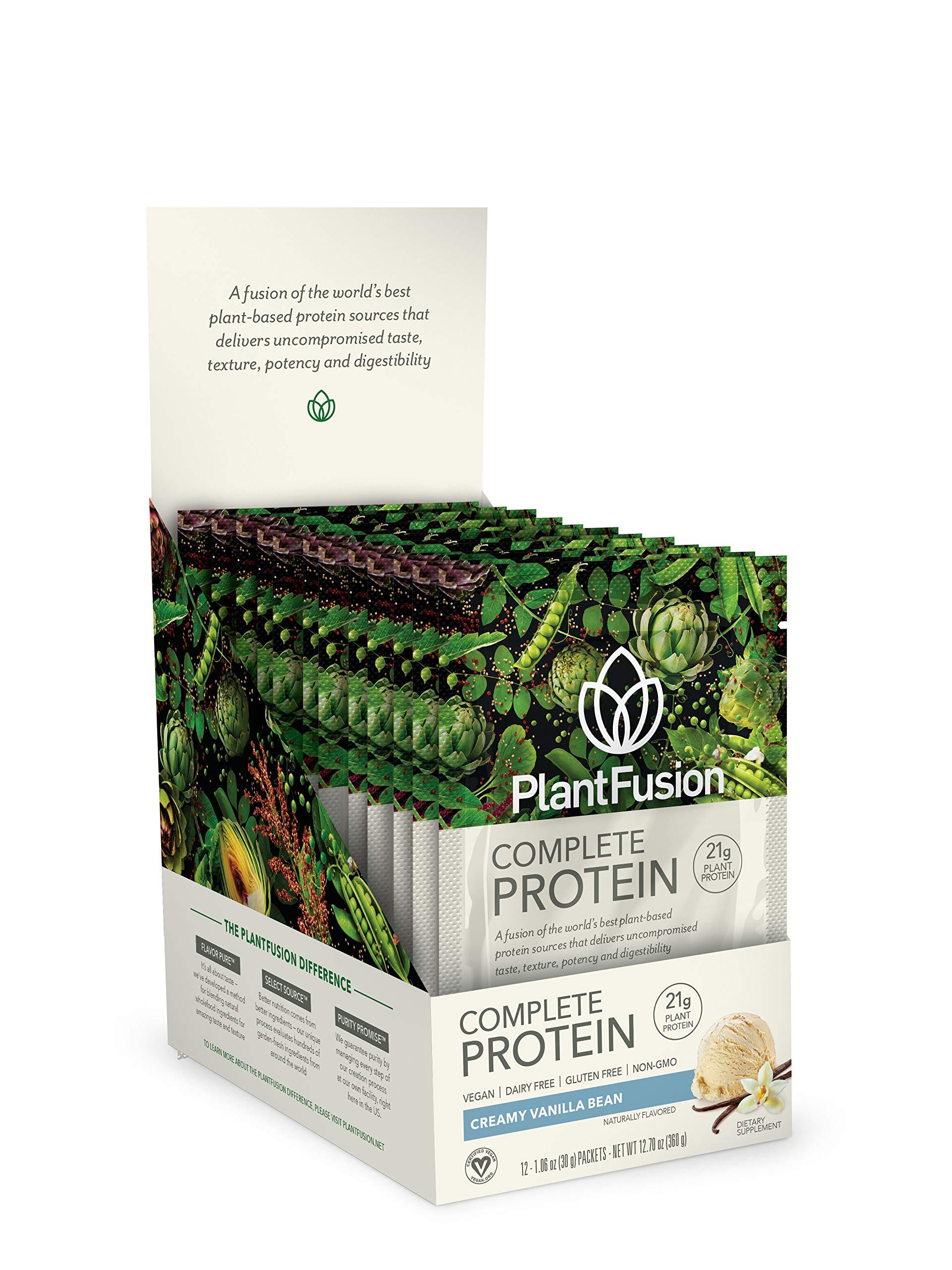 PlantFusion PlantFusion Complete Vegan Protein Powder - Plant Based Protein Powder With BCAAs, Digestive Enzymes and Pea Protein - Keto, Gluten Free, Soy Free, Non-Dairy, No Sugar, Non-GMO - Vanilla Pack of 12