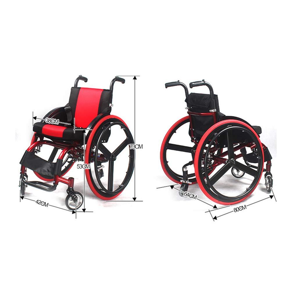 ADAHX Sports Leisure Wheelchair, Adult Handicapped Leisure Big Wheels All Terrain Lightweight Folding Portable Sport Manual Wheelchair for Disabled