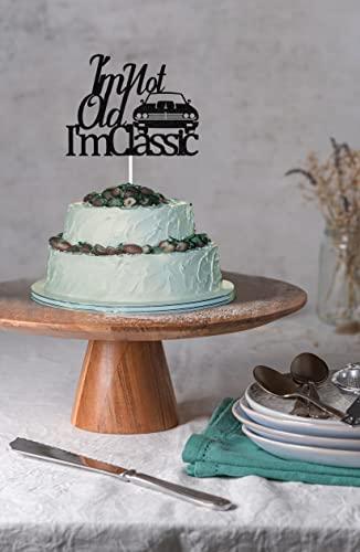 Four Ever Sweet I'm Not Old I'm Classic Cake Topper Black Glitter, Classic Car Birthday Cake Topper, 50th/60th/70th 80th/90th/100th Birthday Cake Topper, Vintage Car Birthday Party Decorations