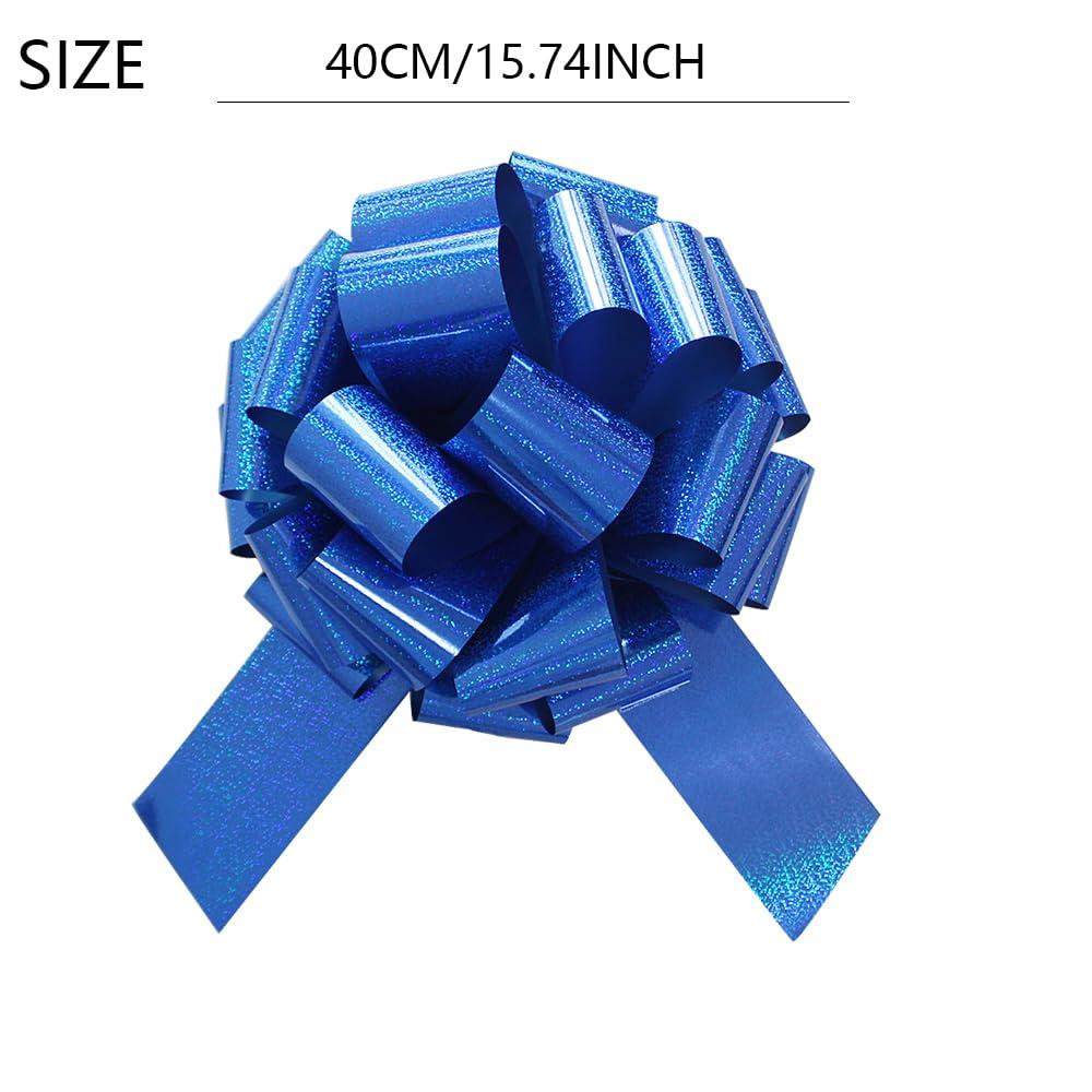 HQJAXJ 1Pcs Giant Gift Bows,16 Inch Giant Car Bow Large Gift Bow Large Christmas Gift Refrigerator New House Bicycle and Party Decoration Giant Gift Packaging Bow (Blue)