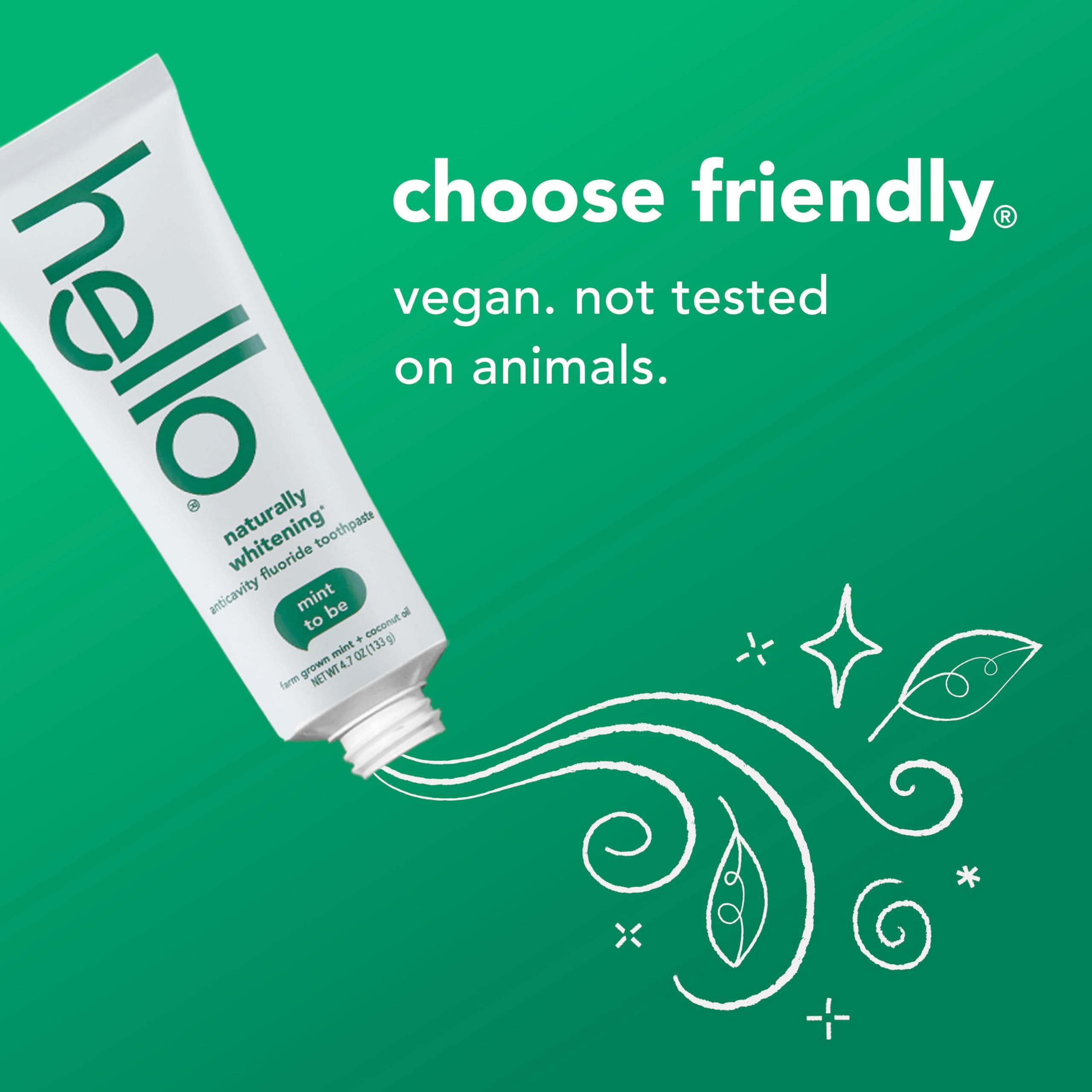 hello Hello Naturally Whitening Fluoride Toothpaste, Natural Peppermint Flavor and Tea Tree Oil, Peroxide Free, Gluten Free, SLS Free, 3 Pack, 4.7 OZ Tubes