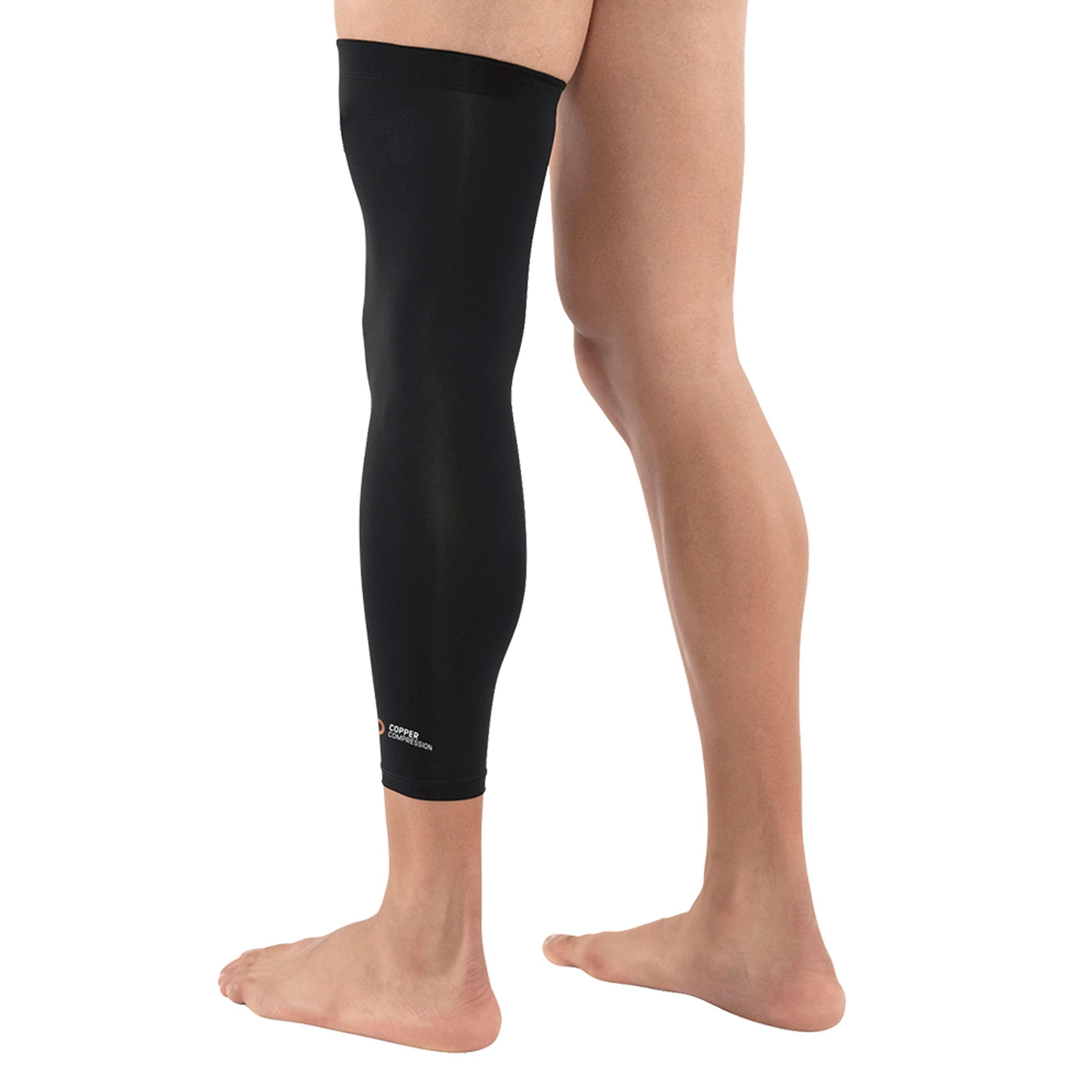 Copper Compression Copper Compression Leg Compression Sleeve - Copper Infused Knee Stabilizer Brace for Running, Meniscus Tear, ACL, MCL, Arthritis, Joint Pain Relief - Thigh & Calf Support for Men & Women - Black - M