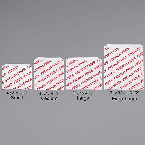 A1 Bakery Supplies Large Printed French Fry Bags 100 Pack 5 1/2\" x 4 1/2\" Size Bags by A1 Bakery Supplies