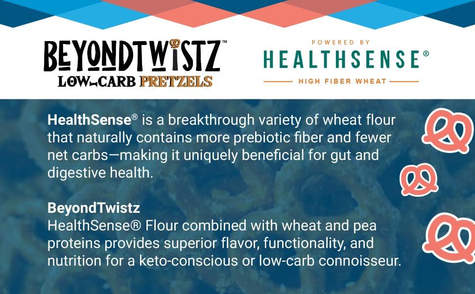 BeyondChipz BeyondTwistz Low Carb Pretzels, Salty Good, Keto Friendly, 2g Net Carbs, 18g Protein, Powered By HealthSense High Fiber Wheat Flour, Family Size 8oz Bag, Pack of 3